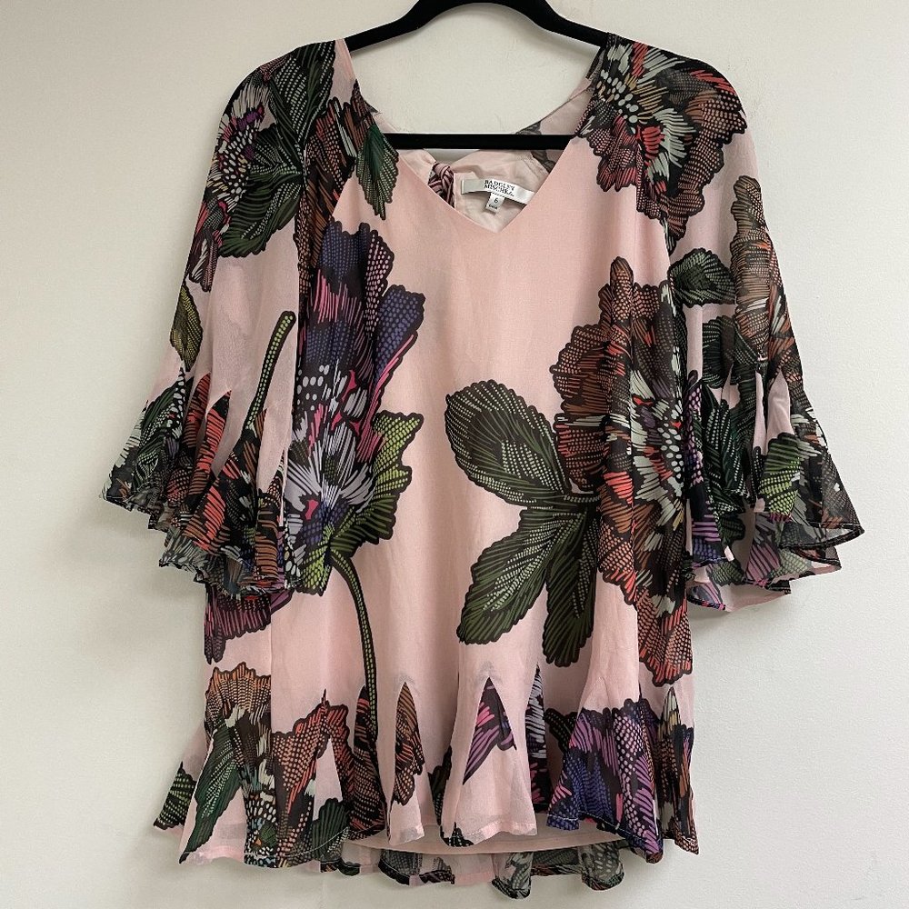 Ruffle Tie Back Floral Blouse